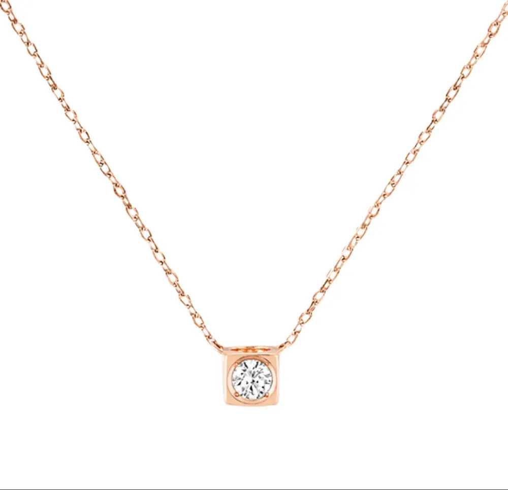 Dinh Van — Collier le cube diamant or rose