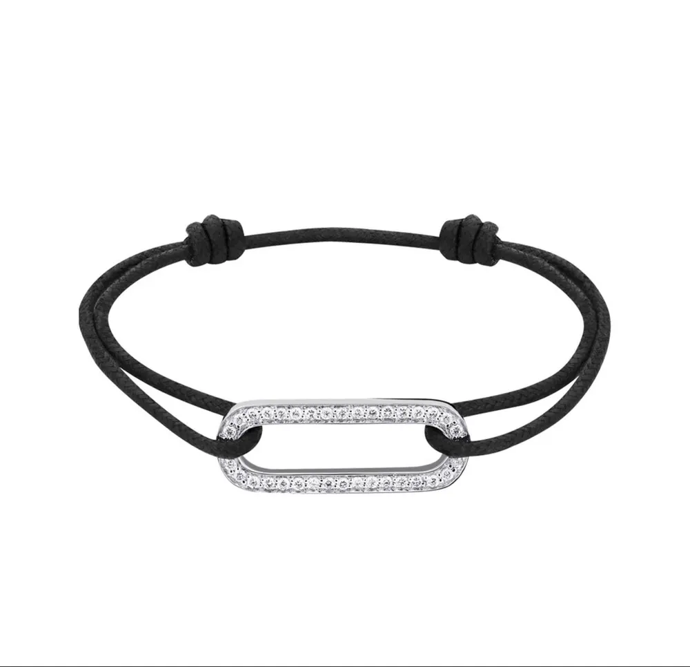 Dinh Van — Bracelet sur cordon Maillon L Or blanc diamant