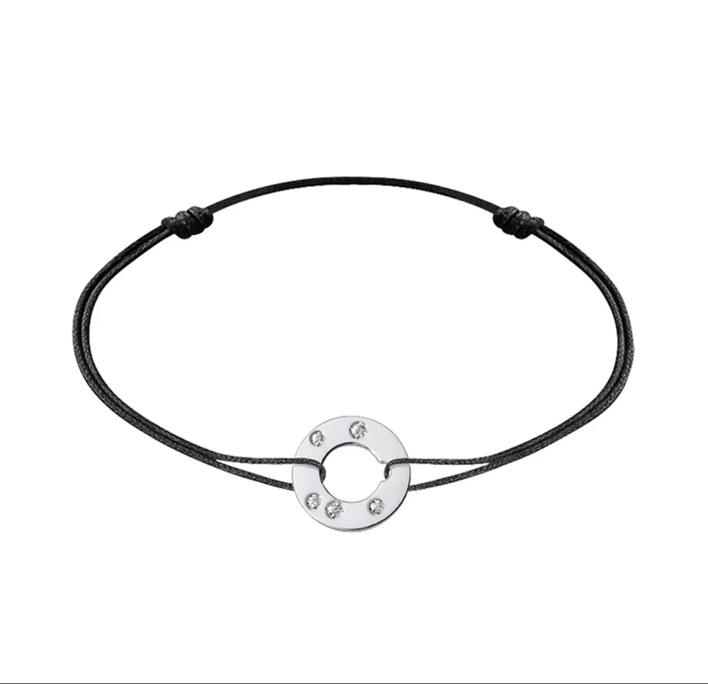 Dinh Van — Bracelet sur cordon Cible petit modèle or blanc et diamants