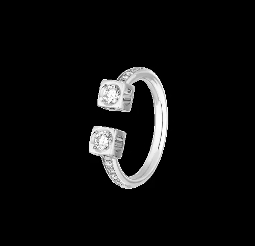 Dinh Van — Bague Le Cube Diamant grand modèle or blanc et diamants