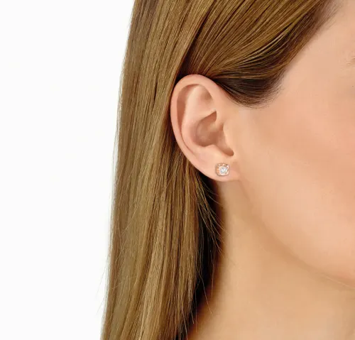 Dinh Van — Puces d’oreilles Le Cube Diamant moyen modèle or rose et diamants, vue 3