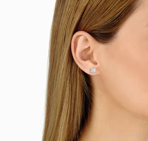 Dinh Van — Puces d’oreilles Le Cube Diamant moyen modèle or blanc et diamants, vue 4