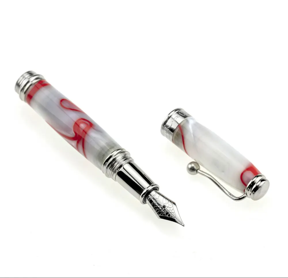 Lépine Atelier — stylo plume en résine couleur blanc et rouge
