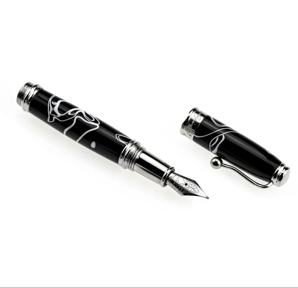 Lépine Atelier — stylo plume en résine couleur noir et blanc