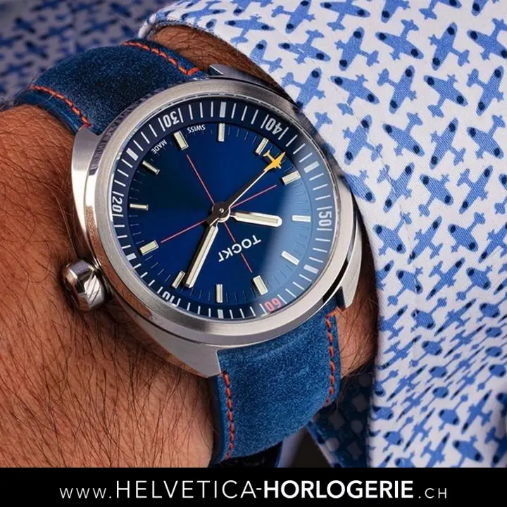 Tockr — Montre SkyTrain Bleue Automatique, vue 2