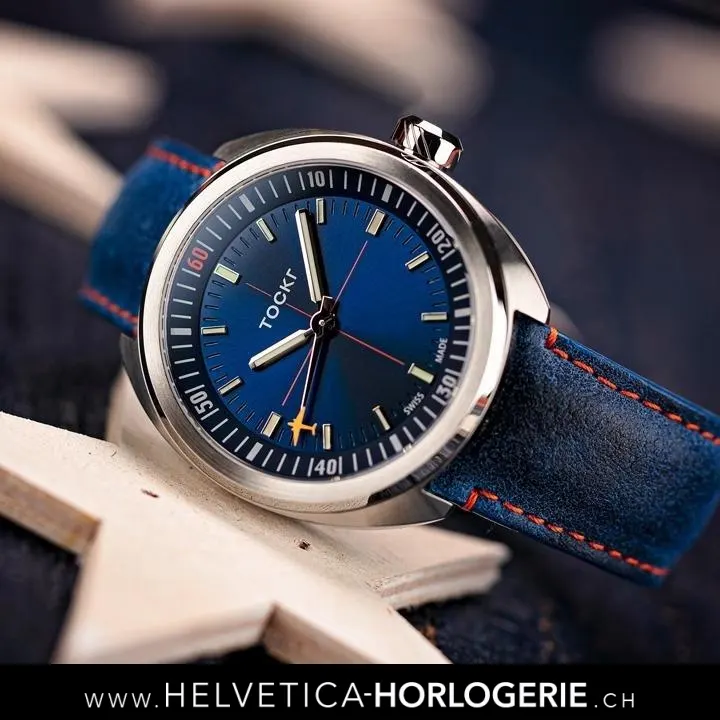 Tockr — Montre SkyTrain Bleue Automatique, vue 4