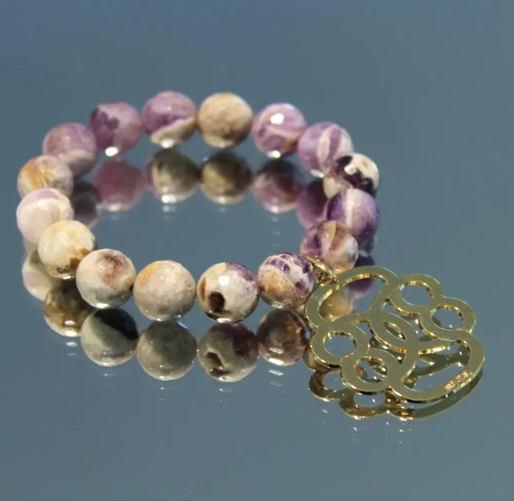 Rita&Zia — Bracelet grand modèle avec pierres améthyste et symbole sérénité