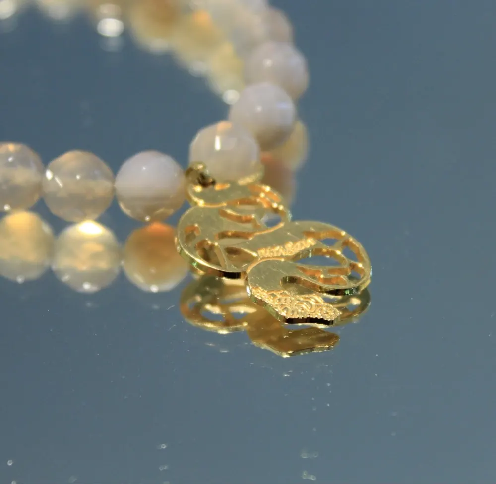 Rita&Zia — Bracelet petit modèle avec pierres d’Agate grise et symbole de serpent, vue 2