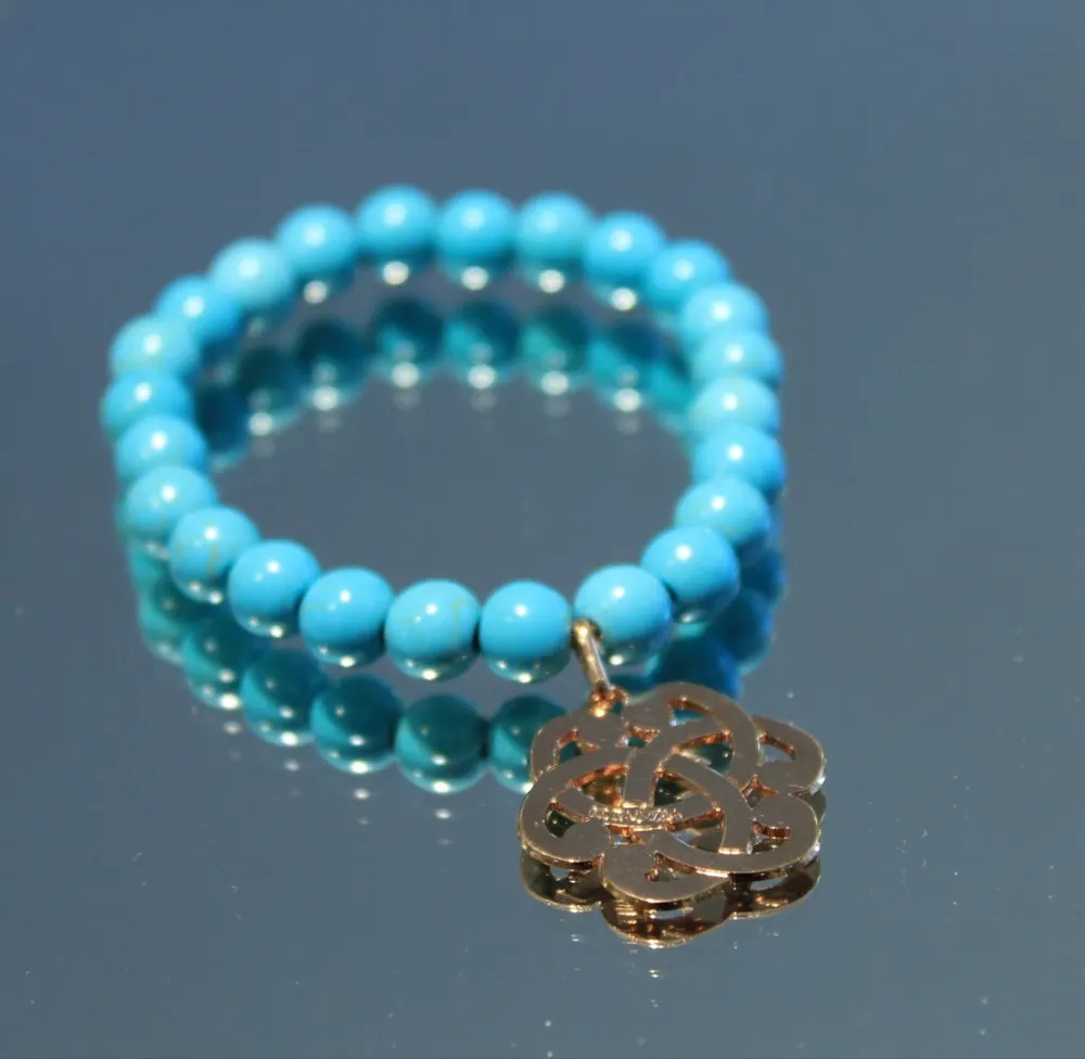 Rita&Zia — Bracelet petit modèle avec pierres de howlite turquoise et symbole de sérénité