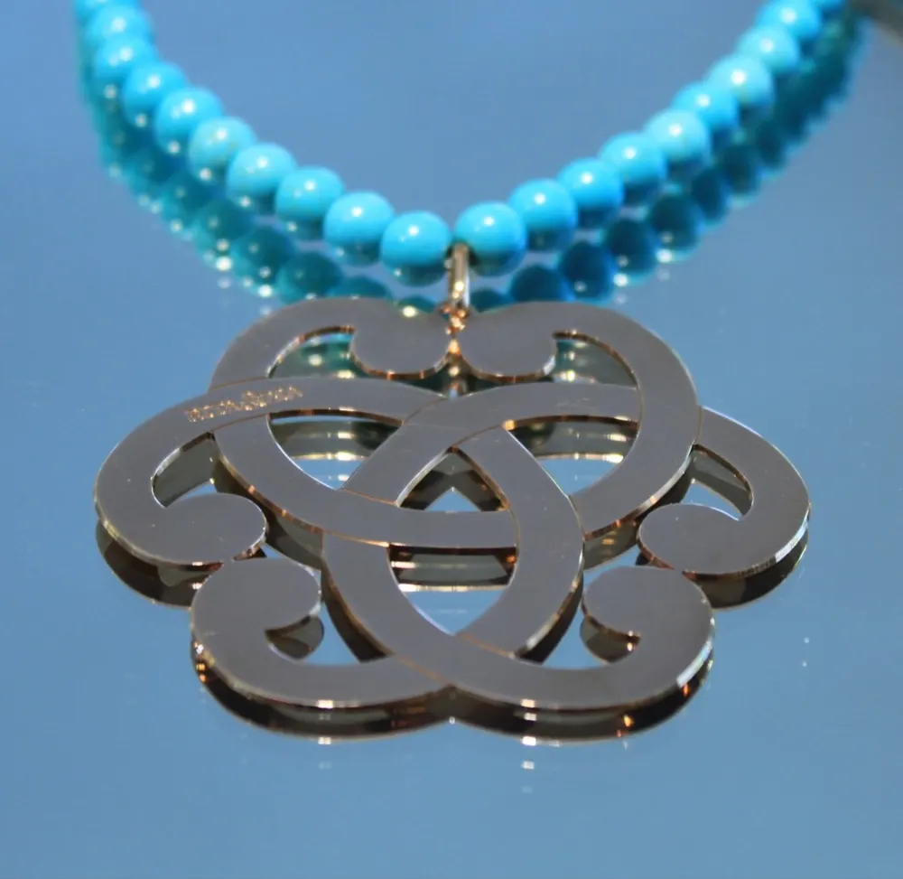Rita&Zia — Sautoir XXL avec pierres de howlite turquoise et symbole de sérénité, vue 5