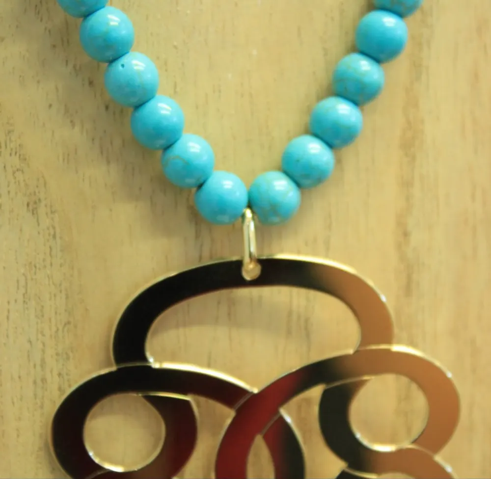 Rita&Zia — Sautoir XXL avec pierres de howlite turquoise et symbole de l’infini, vue 4