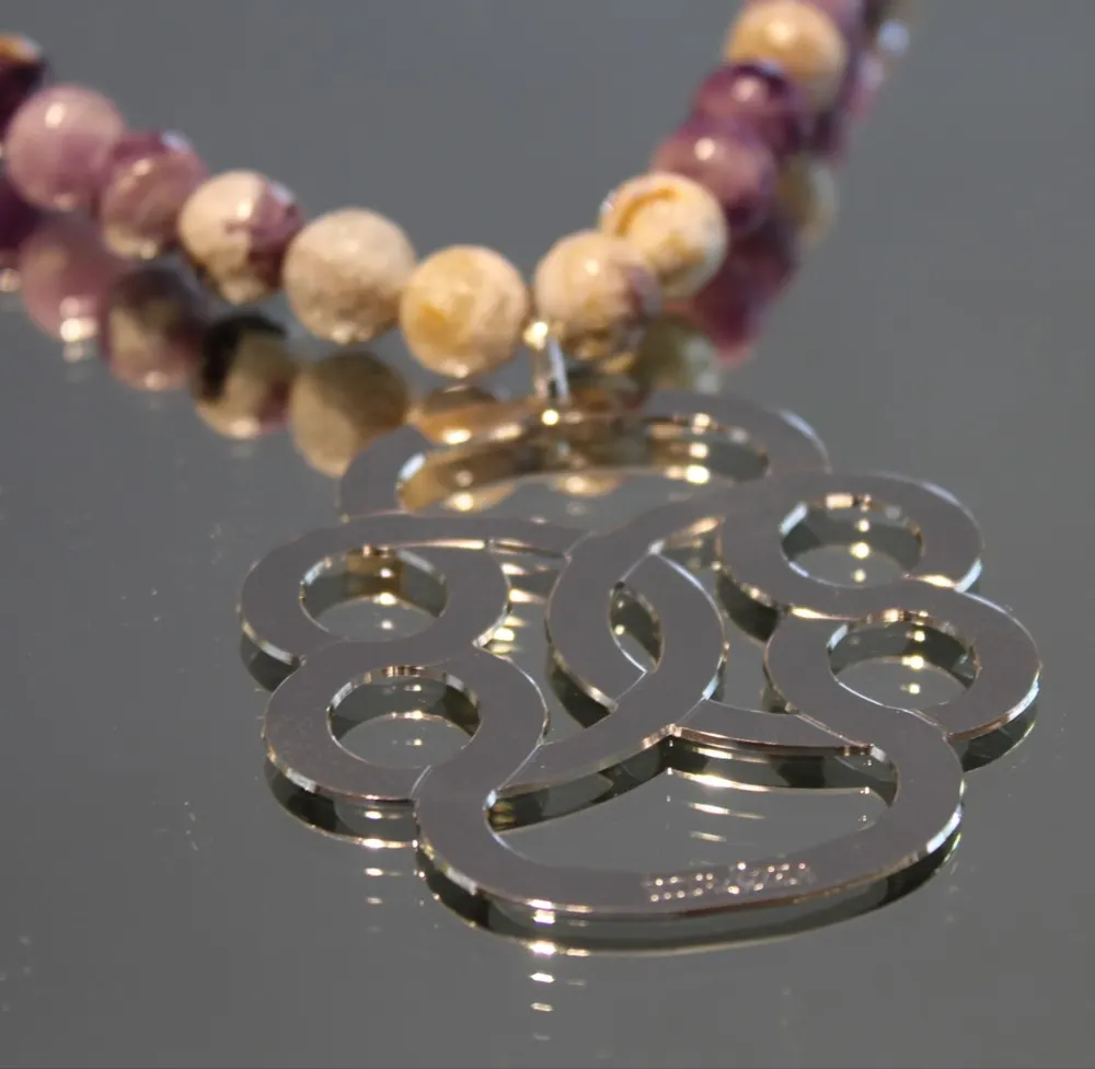 Rita&Zia — Sautoir grand modèle XXL avec pierres d’améthyste et symbole de l’infini