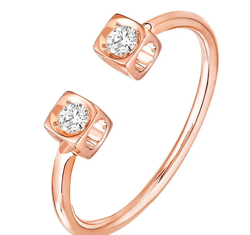 Dinh Van — Bague Le Cube Diamant or rose
