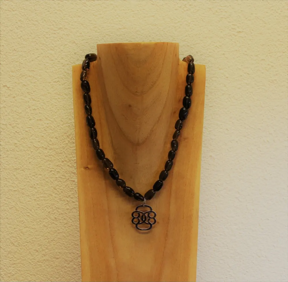 Rita&Zia — Collier avec pierres de quartz fumé et symbole de l’infini, vue 4