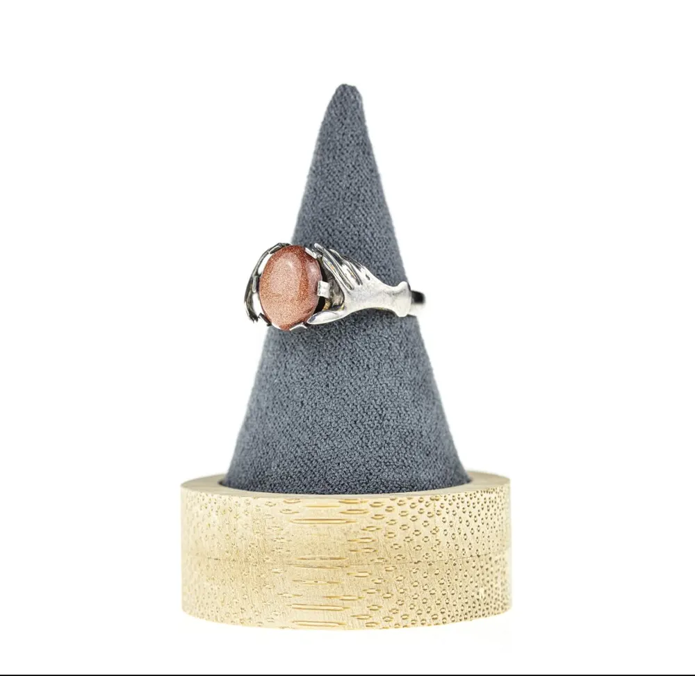 Bague argent, pierre de sable marron